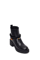 Woman Black Zip Closure Chunky-heeled Leather Boots | Derimod Woman Black Zip Closure Chunky-heeled Leather Boots | Derimod