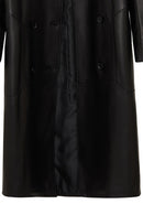 Natalia Women's Black Leather Trench Coat | Derimod Natalia Women's Black Leather Trench Coat | Derimod
