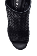 Women's Leather Heel Detailed Heeled Slippers | Derimod Women's Leather Heel Detailed Heeled Slippers | Derimod