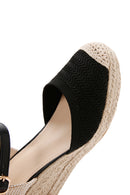 Women's Black Ankle Strap Wedge Heeled Espadrille | Derimod Women's Black Ankle Strap Wedge Heeled Espadrille | Derimod
