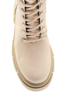 Women's Beige Leather Boots | Derimod Women's Beige Leather Boots | Derimod