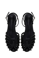 Women's Black Ankle Strap Stone Sandals | Derimod Women's Black Ankle Strap Stone Sandals | Derimod