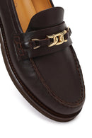 Women's Brown Buckled Leather Loafer | Derimod Women's Brown Buckled Leather Loafer | Derimod