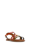 Women's Multicolored Leather Bodrum Sandals | Derimod Women's Multicolored Leather Bodrum Sandals | Derimod