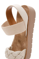 Women's Beige Knitted Patterned Sandals | Derimod Women's Beige Knitted Patterned Sandals | Derimod