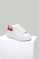 Beyaz-Kırmızı Kadın Deri Sneaker | Derimod Beyaz-Kırmızı Kadın Deri Sneaker | Derimod