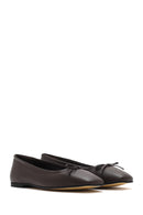 Derimod Flex Women's Brown Bowknot Leather Ballerinas | Derimod Derimod Flex Women's Brown Bowknot Leather Ballerinas | Derimod