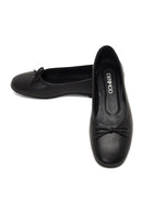 Women's Black Bow Leather Ballet Flat | Derimod Women's Black Bow Leather Ballet Flat | Derimod
