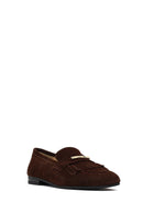 Women's Brown Buckled Suede Leather Loafer | Derimod Women's Brown Buckled Suede Leather Loafer | Derimod