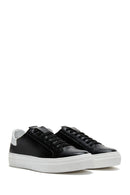 Women's Black Lace-Up Leather Sneaker | Derimod Women's Black Lace-Up Leather Sneaker | Derimod
