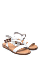 Women's White Leather Bodrum Sandals | Derimod Women's White Leather Bodrum Sandals | Derimod