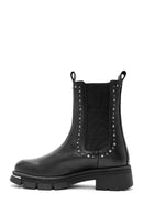 Women's Black Stone Detailed Leather Chelsea Boots | Derimod Women's Black Stone Detailed Leather Chelsea Boots | Derimod