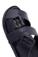 Men's Navy Blue Double Buckle Slippers | Derimod Men's Navy Blue Double Buckle Slippers | Derimod