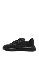 Men's Black Lace-Up Thick-Soled Leather Sneaker | Derimod Men's Black Lace-Up Thick-Soled Leather Sneaker | Derimod