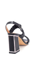 Women's Knitted Detailed Thick Heeled Sandals | Derimod Women's Knitted Detailed Thick Heeled Sandals | Derimod