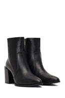 Women's Black Zippered Thick Heeled Leather Boot | Derimod Women's Black Zippered Thick Heeled Leather Boot | Derimod