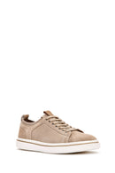 Men's Beige Lace-Up Suede Leather Sneaker | Derimod Men's Beige Lace-Up Suede Leather Sneaker | Derimod