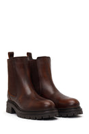 Woman Brown Thick-Soled Leather Chelsea Boots | Derimod Woman Brown Thick-Soled Leather Chelsea Boots | Derimod