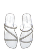 Women's White Jelly Transparent Stone Flat Slippers | Derimod Women's White Jelly Transparent Stone Flat Slippers | Derimod