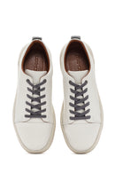Erkek Beyaz Bağcıklı Deri Sneaker | Derimod Erkek Beyaz Bağcıklı Deri Sneaker | Derimod