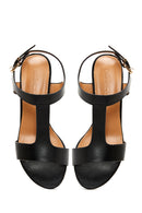 Women's Black Ankle Strap Thick Heeled Sandals | Derimod Women's Black Ankle Strap Thick Heeled Sandals | Derimod