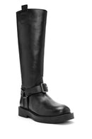 Women's Black Buckle Detailed Leather Boots | Derimod Women's Black Buckle Detailed Leather Boots | Derimod