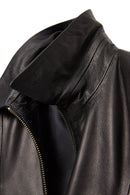 Capri Women's Black Short Leather Jacket | Derimod Capri Women's Black Short Leather Jacket | Derimod