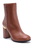 Women's Detailed Heeled Leather Boots | Derimod Women's Detailed Heeled Leather Boots | Derimod