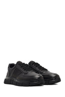 Men's Black Lace-Up Thick-Soled Leather Sneaker | Derimod Men's Black Lace-Up Thick-Soled Leather Sneaker | Derimod