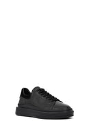 Men's Black Lace-Up Thick-Soled Leather Sneaker | Derimod Men's Black Lace-Up Thick-Soled Leather Sneaker | Derimod
