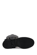 Women's Black Leather Biker Boot | Derimod Women's Black Leather Biker Boot | Derimod