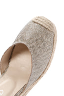 Women's Beige Ankle Strap Wedge Heels Leather Espadrille | Derimod Women's Beige Ankle Strap Wedge Heels Leather Espadrille | Derimod