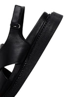 Kadın Siyah Bantlı Deri Comfort Sandalet | Derimod Kadın Siyah Bantlı Deri Comfort Sandalet | Derimod