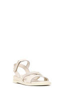Woman Cream Ankle-Strap Leather Sandals | Derimod Woman Cream Ankle-Strap Leather Sandals | Derimod