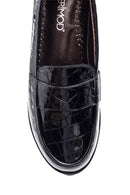 Kadın Kroko Desenli Deri Loafer | Derimod Kadın Kroko Desenli Deri Loafer | Derimod