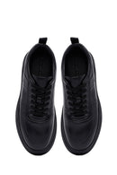 Erkek Siyah Bağcıklı Kalın Tabanlı Deri Sneaker | Derimod Erkek Siyah Bağcıklı Kalın Tabanlı Deri Sneaker | Derimod