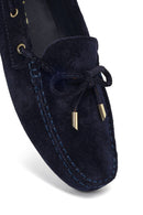 Women's Navy Blue Tassel Suede Leather Loafer | Derimod Women's Navy Blue Tassel Suede Leather Loafer | Derimod