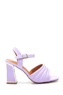 Women's Lilac Thick Heeled Sandals | Derimod Women's Lilac Thick Heeled Sandals | Derimod