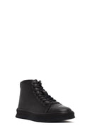 Male Black Lace-Up Zip Closure Leather Sport Boots | Derimod Male Black Lace-Up Zip Closure Leather Sport Boots | Derimod