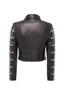 Capri Women's Black Short Leather Jacket | Derimod Capri Women's Black Short Leather Jacket | Derimod