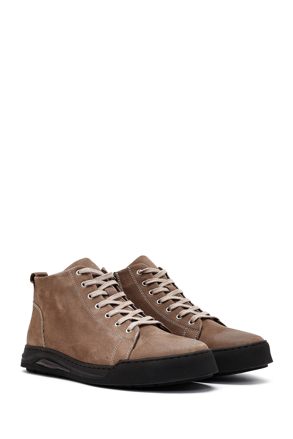 Erkek Bej Fermuarlı Nubuk Deri Spor Bot