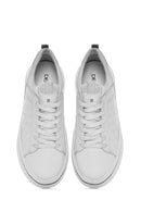 Men's White Lace-up Thick-Sole Leather Sneaker | Derimod Men's White Lace-up Thick-Sole Leather Sneaker | Derimod