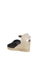 Geox Women's Black Gelsa Knit Wedge Heels Leather Espadrilles | Derimod Geox Women's Black Gelsa Knit Wedge Heels Leather Espadrilles | Derimod