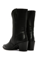 Women's Black Leather Cowboy Boots | Derimod Women's Black Leather Cowboy Boots | Derimod