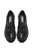 Kadın Siyah Kalın Tabanlı Deri Maskülen Loafer | Derimod Kadın Siyah Kalın Tabanlı Deri Maskülen Loafer | Derimod