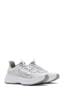 Women's White Lace-Up Thick-Sole Fabric Sneakers | Derimod Women's White Lace-Up Thick-Sole Fabric Sneakers | Derimod