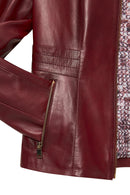 Lydia Women's Red Regular Short Leather Jacket | Derimod Lydia Women's Red Regular Short Leather Jacket | Derimod