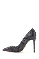 Women's Anthracite Leather Thin High Heel Stiletto | Derimod Women's Anthracite Leather Thin High Heel Stiletto | Derimod