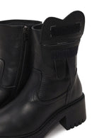 Woman Black Zip Closure Chunky-heeled Leather Boots | Derimod Woman Black Zip Closure Chunky-heeled Leather Boots | Derimod