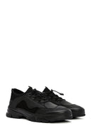 Erkek Siyah Bağcıklı Deri Sneaker | Derimod Erkek Siyah Bağcıklı Deri Sneaker | Derimod